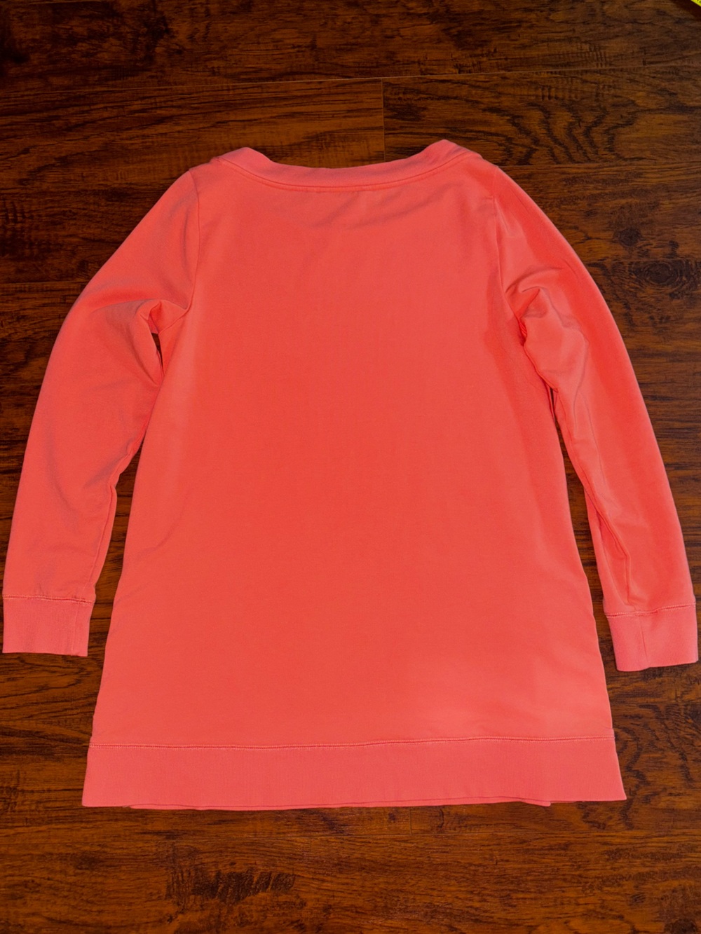 Soft Surroundings Top Coral Peach Pullover Grommet Buttons Long Sleeve Shirt - Picture 9 of 9